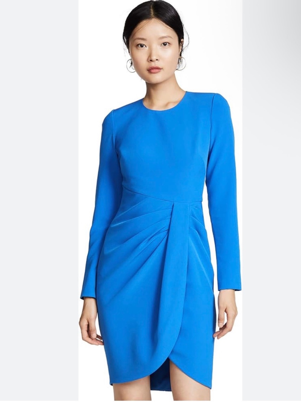 Black Halo Vibrant Blue Long-Sleeve Sheath Dress